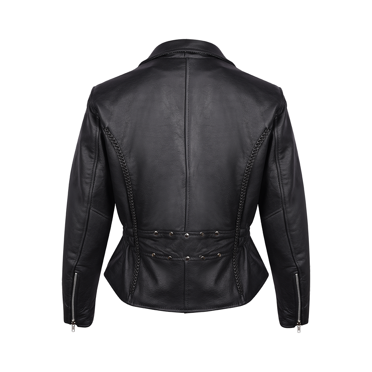 VL615S Vance Leather Ladies Standard Leather Braid and Stud Motorcycle Leather Jacket