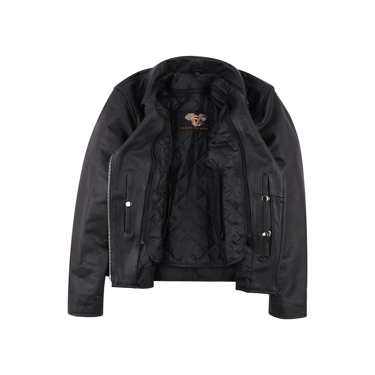 VL615S Vance Leather Ladies Standard Leather Braid and Stud Motorcycle Leather Jacket