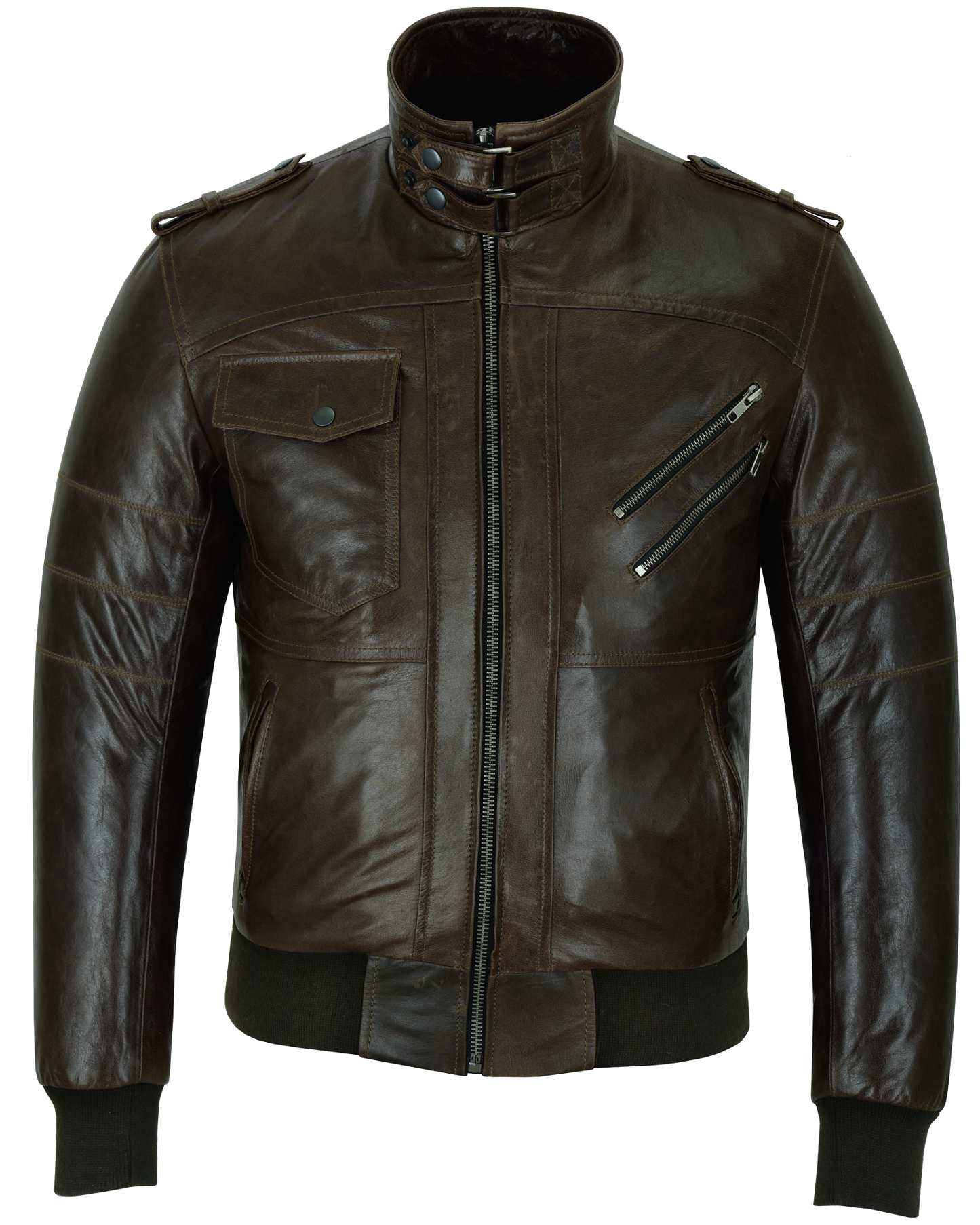 VL551CBr Vance Leathers' Mens Vincent Brown Waxed Premium Cowhide Motorcycle Leather Jacket With Removeable Hoodie