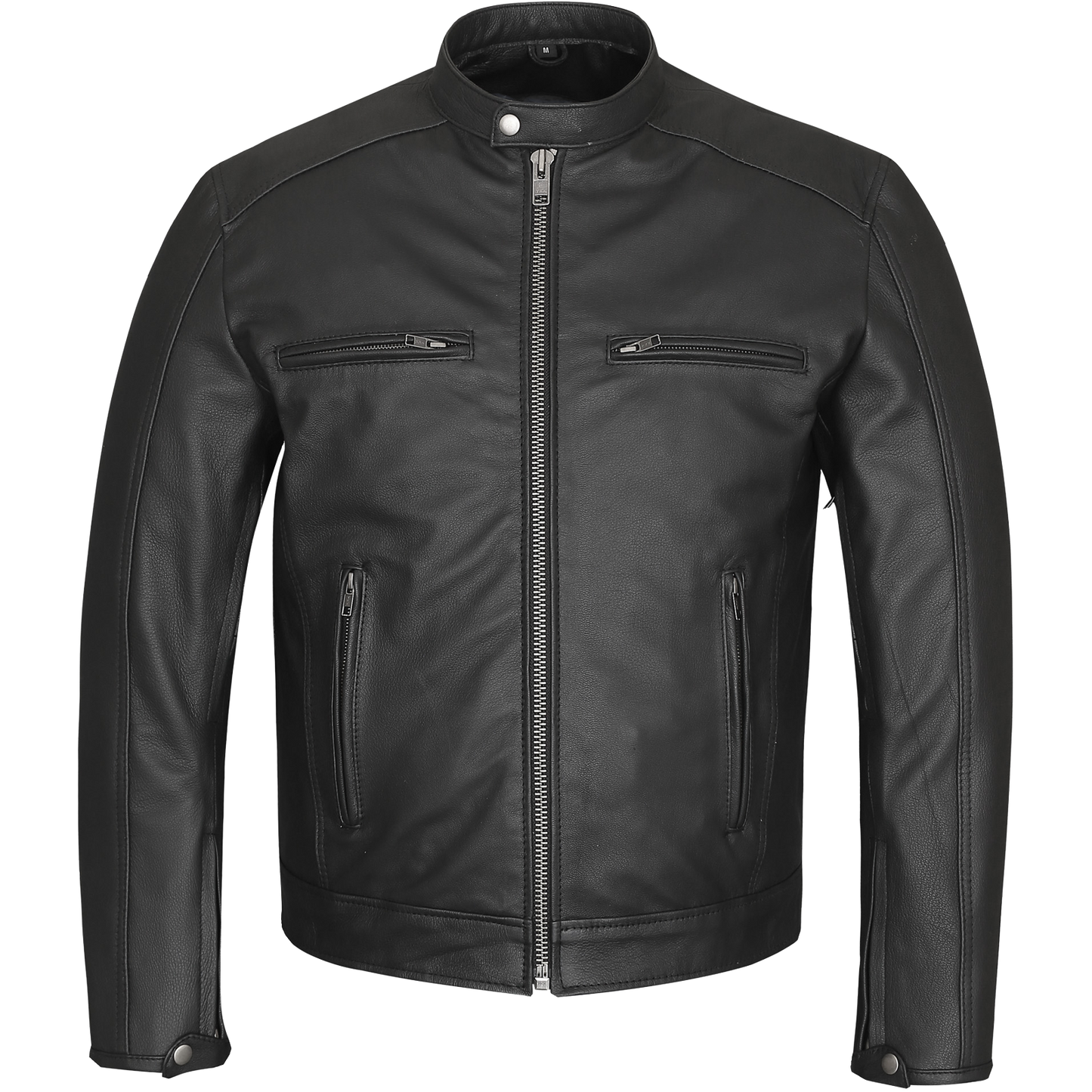 HMM543 High Mileage Plain Premium Men's Black Leather Jacket