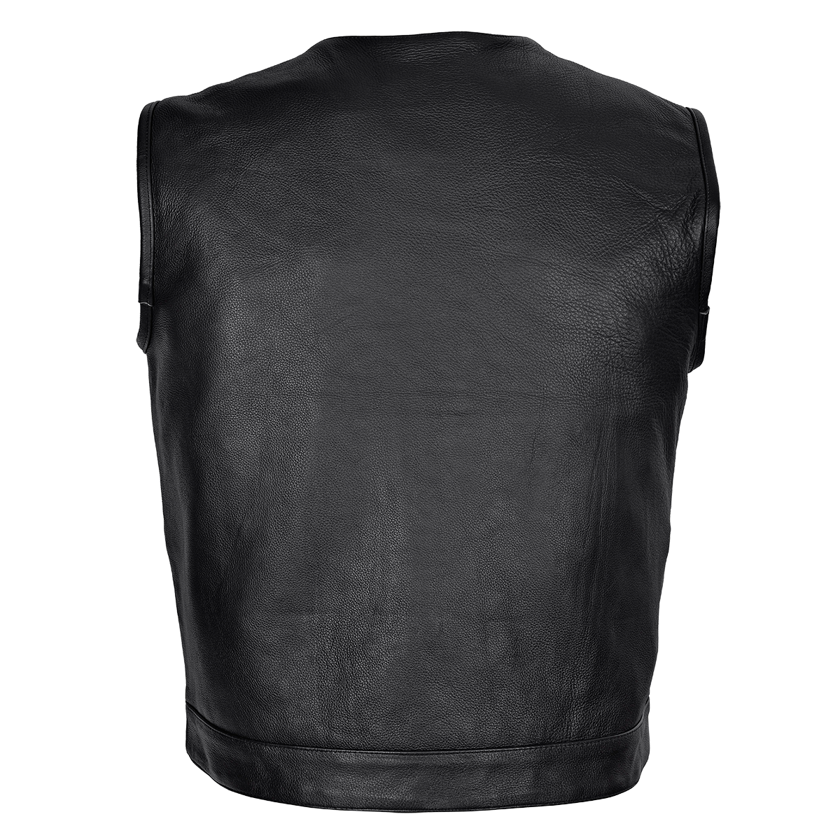 Men's Zipper and Snap Closure Leather Motorcycle Club Vest Quick Access Gun Pocket