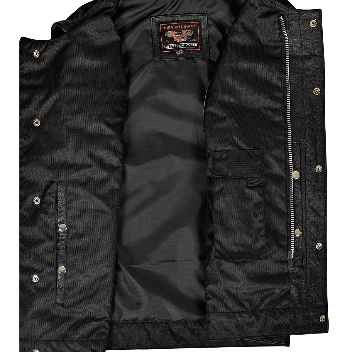 Men's Zipper and Snap Closure Leather Motorcycle Club Vest Quick Access Gun Pocket