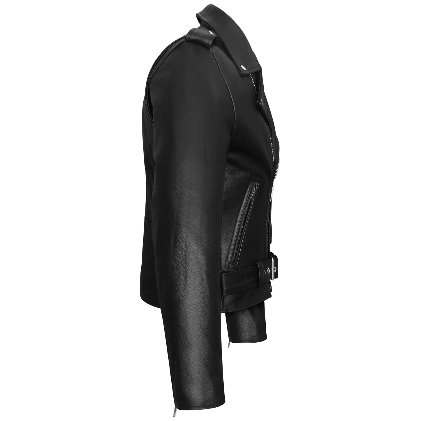 VL516S Men's Basic Classic Motorcycle Jacket Plain Side w/Belted Waist