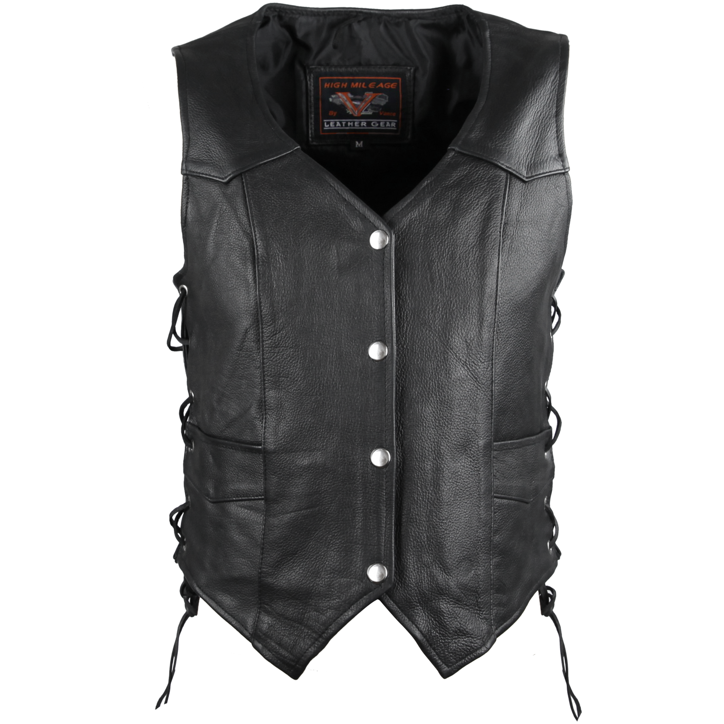 HML1040 Ladies Naked Leather Vest With Lace Sides