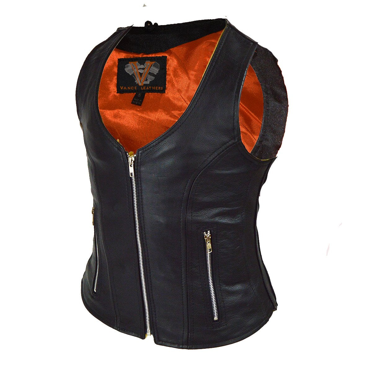 Ladies Plain Side Zipper Vest with Zip Pockets