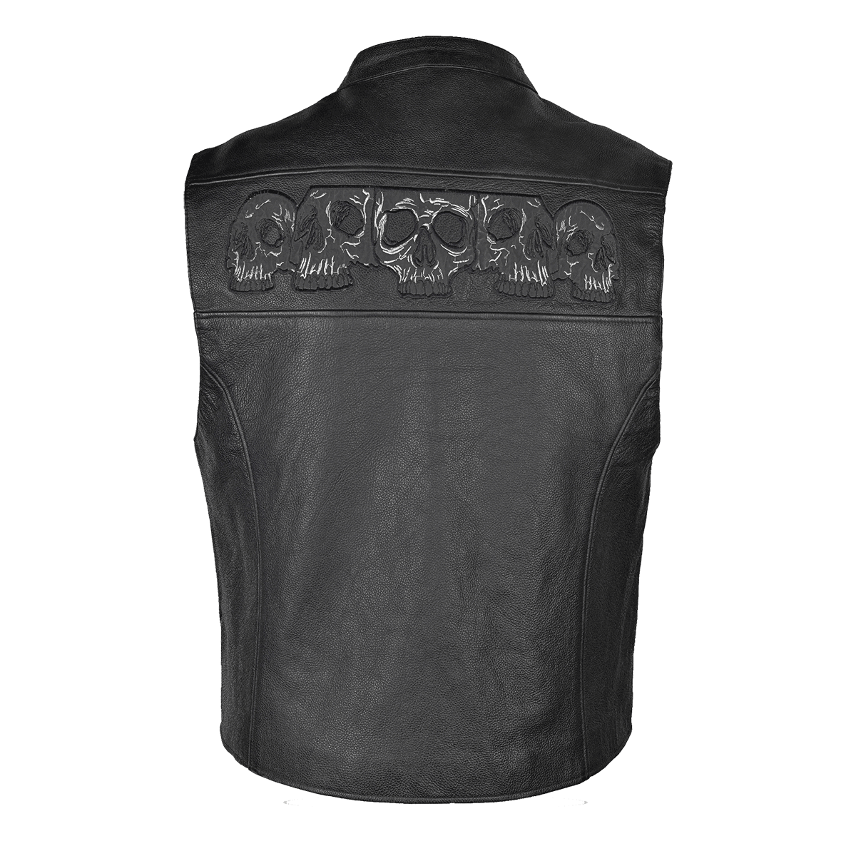 VL935 Vance Leather Men's Reflective Skull Vest with 4 Pockets