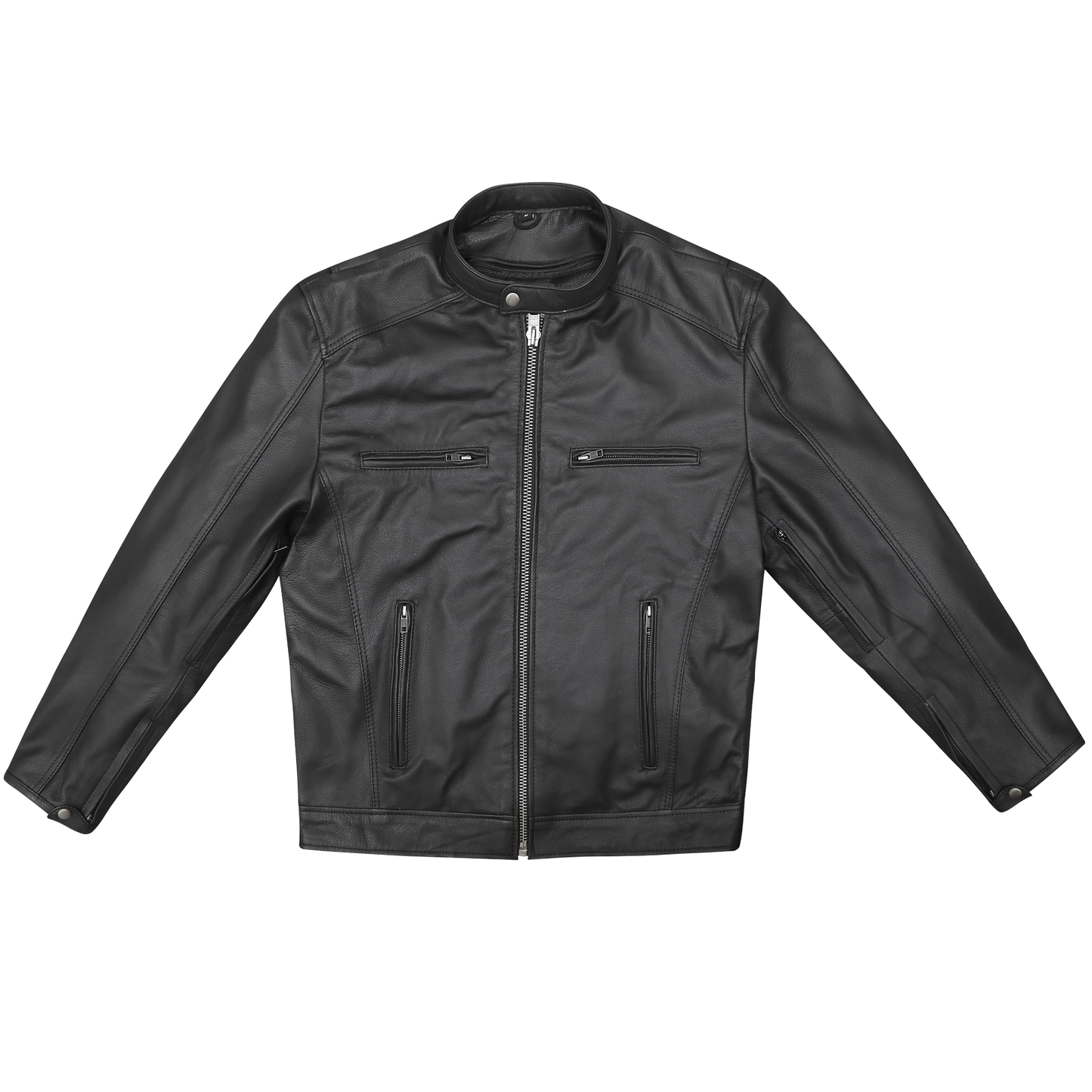 HMM543 High Mileage Plain Premium Men's Black Leather Jacket