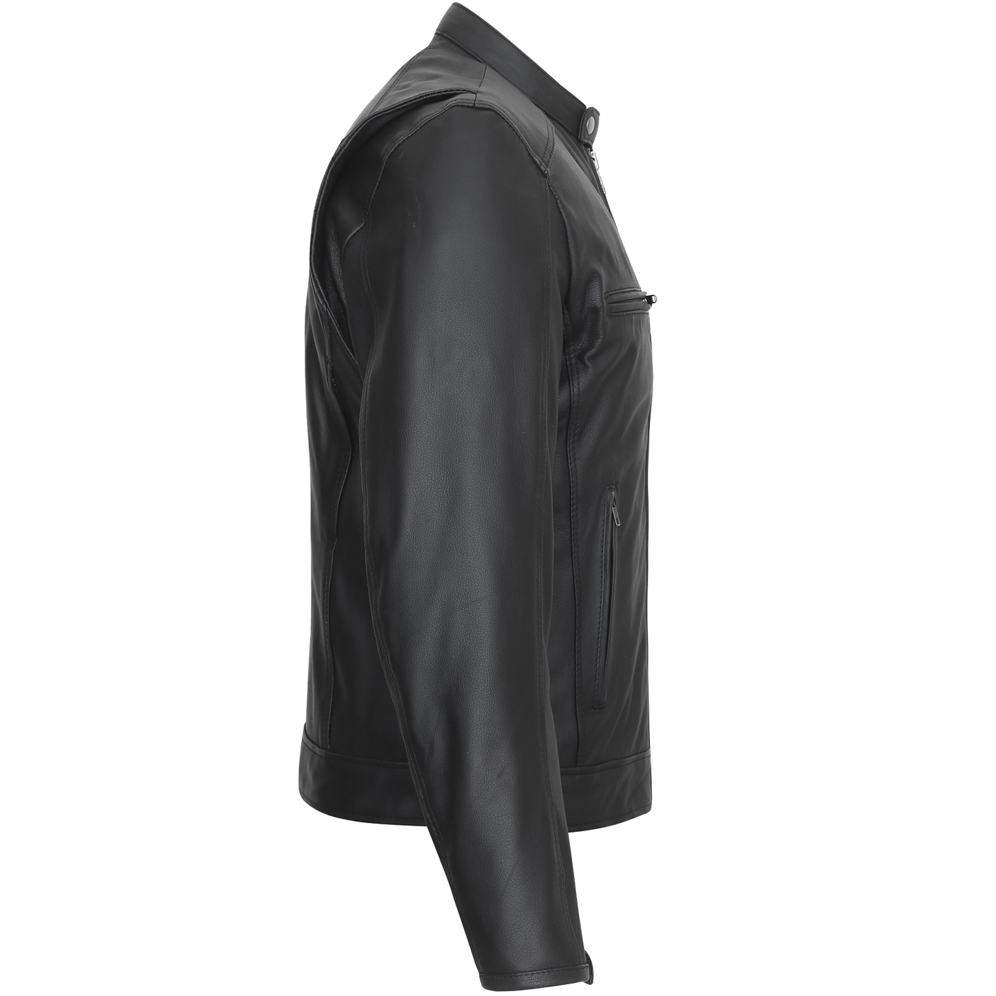 HMM543 High Mileage Plain Premium Men's Black Leather Jacket