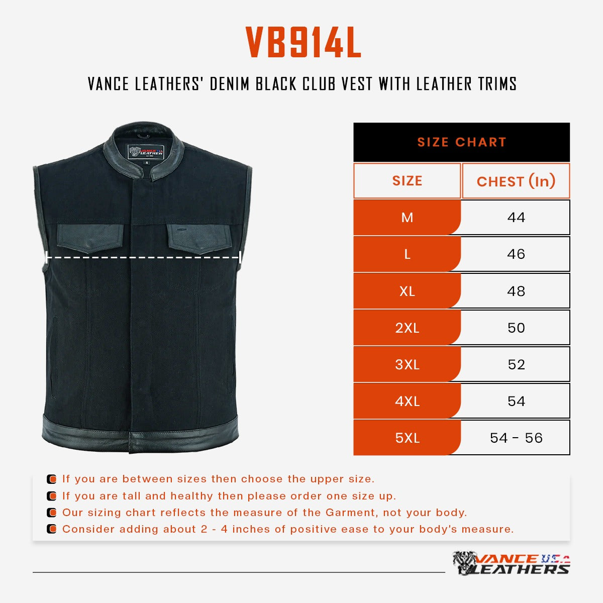 VB914L Size Chart