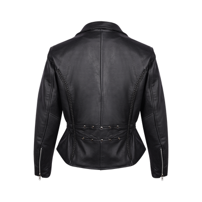 VL615S Vance Leather Ladies Standard Leather Braid and Stud Motorcycle Leather Jacket