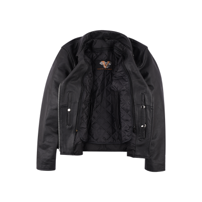 VL615 Vance Leather Ladies Premium Cowhide Braid and Stud Motorcycle Leather Jacket