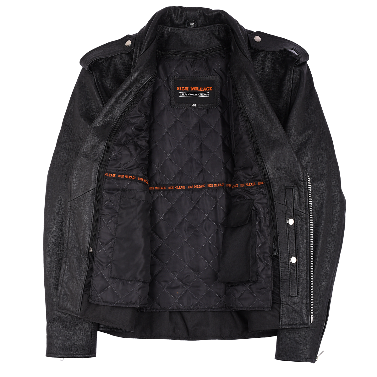 HMM525 Men's Eagle Embossed Live To Ride - Ride To Live Classic Black Leather Motorcycle Biker Jacket