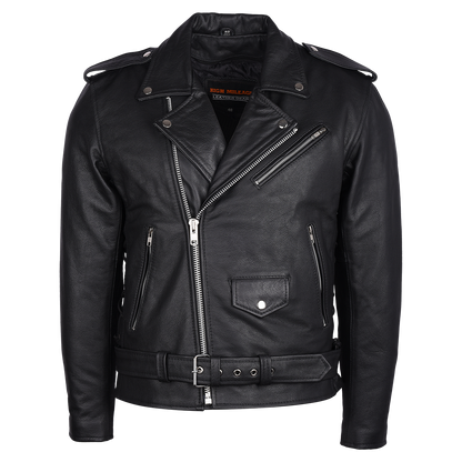 HMM525 Men's Eagle Embossed Live To Ride - Ride To Live Classic Black Leather Motorcycle Biker Jacket