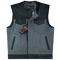 VB910G Vance Leathers Men's Grey Denim & Leather Motorcycle Vest with CCW Pockets