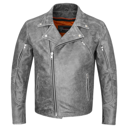 HMM517DG Men's Premium Leather Beltless Mcj W/dual Gun Pockets & Z/o Liner With Adjustable Collars For Different Styles