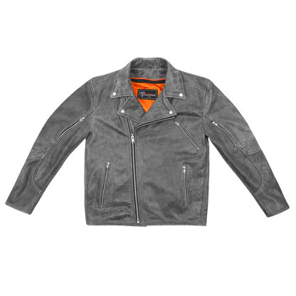 HMM517DG Men's Premium Leather Beltless Mcj W/dual Gun Pockets & Z/o Liner With Adjustable Collars For Different Styles