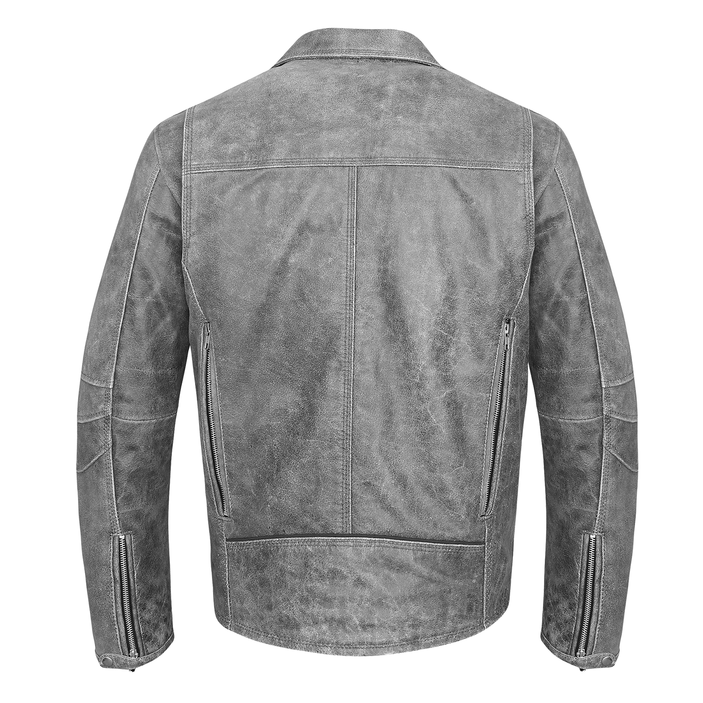 HMM517DG Men's Premium Leather Beltless Mcj W/dual Gun Pockets & Z/o Liner With Adjustable Collars For Different Styles