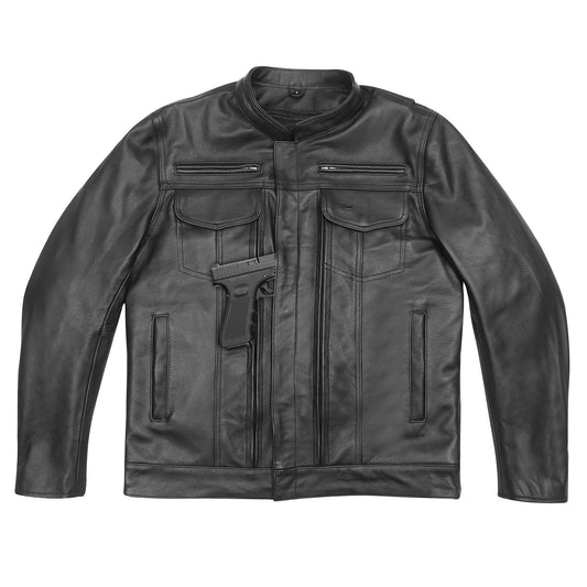 VL510 Vance Leathers' Men's Top Performer Motorcycle Leather Jacket with Double Conceal Carry Pockets