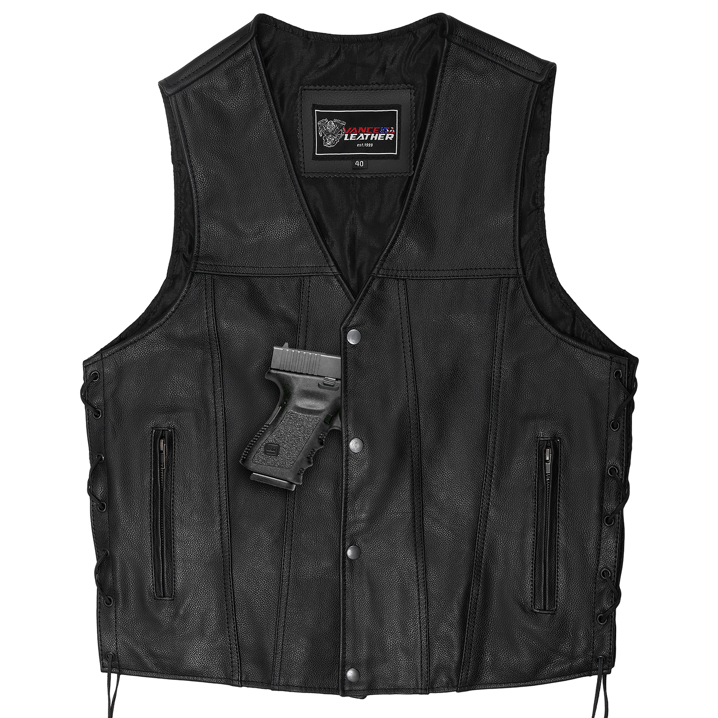 VL915 Men's Premium Ten Pocket Leather Vest