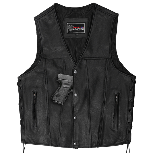 VL915 Men's Premium Ten Pocket Leather Vest