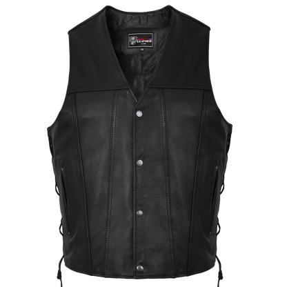VL915 Men's Premium Ten Pocket Leather Vest