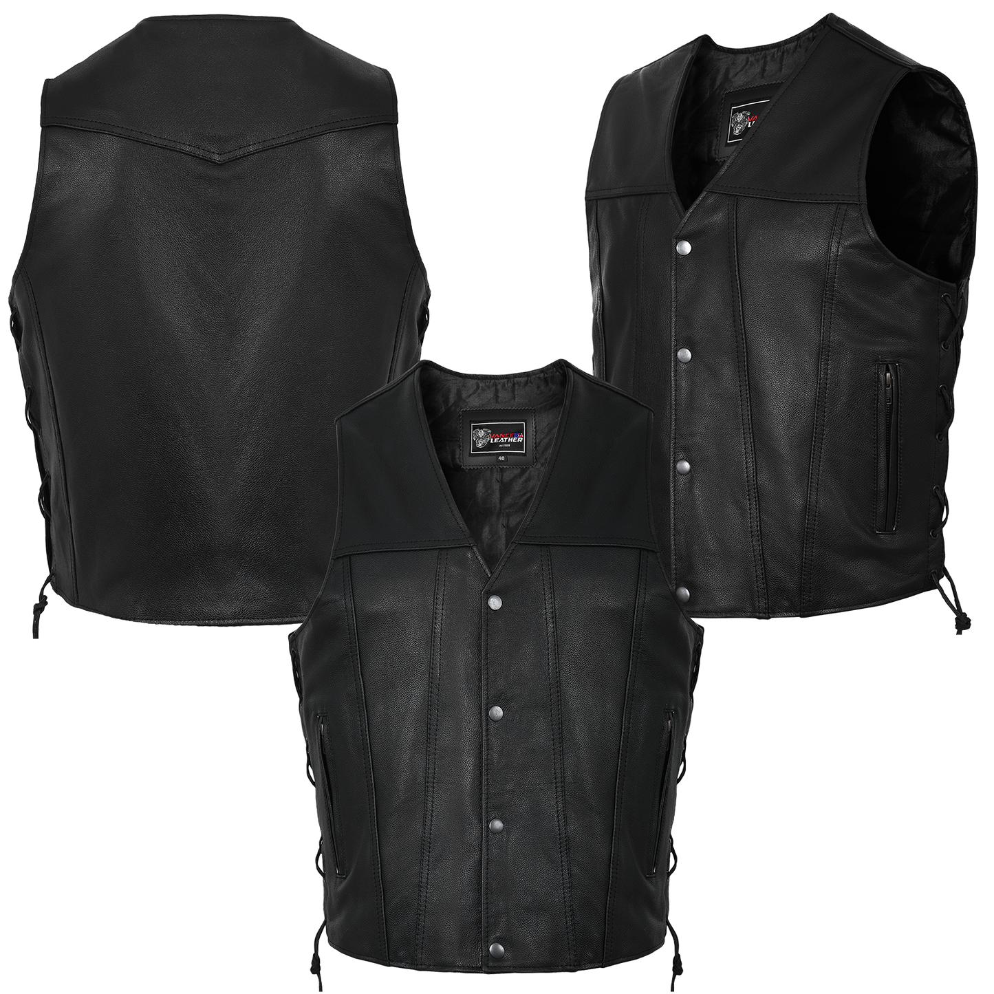 VL915 Men's Premium Ten Pocket Leather Vest