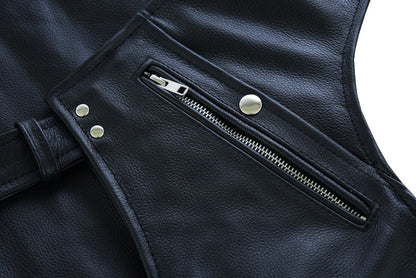 VL811S Vance Leather Men and Women Black Four Pocket Biker Leather Motorcycle Chaps