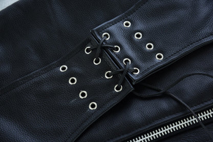 VL811S Vance Leather Men and Women Black Four Pocket Biker Leather Motorcycle Chaps