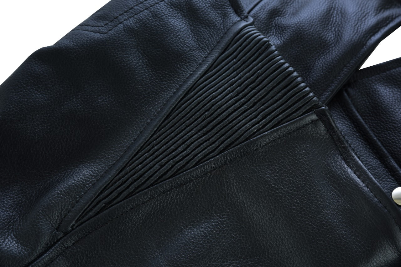 VL811S Vance Leather Men and Women Black Four Pocket Biker Leather Motorcycle Chaps