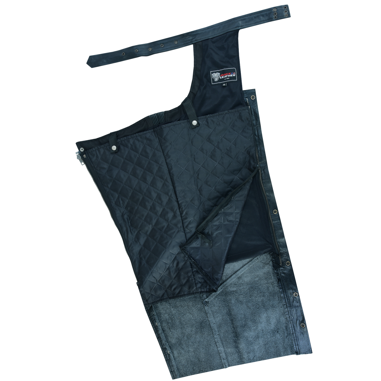 VL806S Zip-Out Insulated Pant Style Motorcycle Leather Chaps