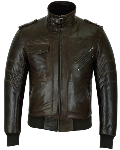 VL551CBr Vance Leathers' Mens Vincent Brown Waxed Premium Cowhide Motorcycle Leather Jacket With Removeable Hoodie