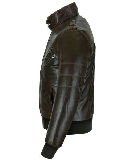 VL551CBr Vance Leathers' Mens Vincent Brown Waxed Premium Cowhide Motorcycle Leather Jacket With Removeable Hoodie