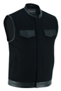 VB914L Denim Black Club Vest with Leather trims