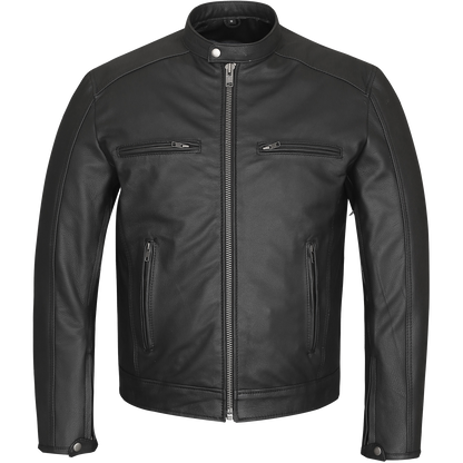 HMM543 High Mileage Plain Premium Men's Black Leather Jacket