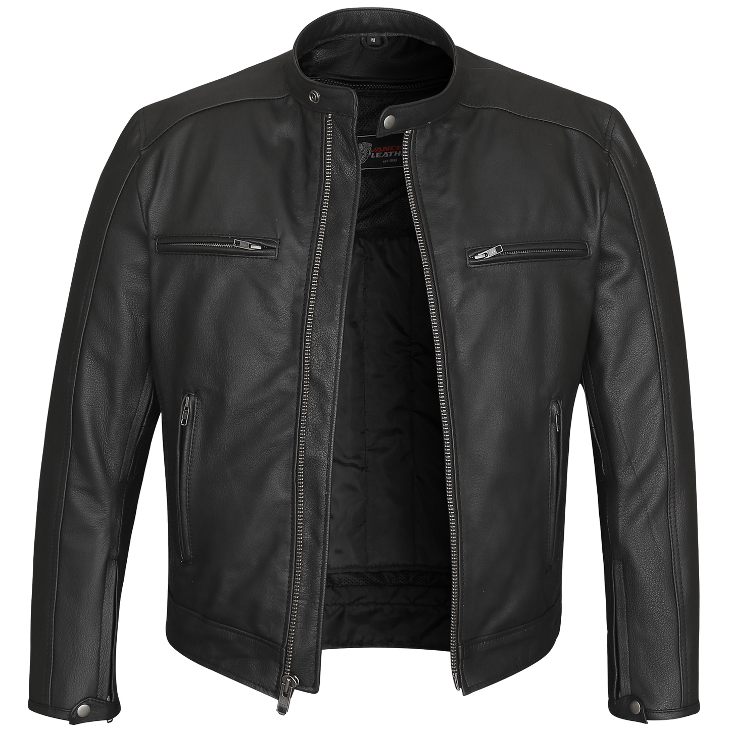 HMM543 High Mileage Plain Premium Men's Black Leather Jacket