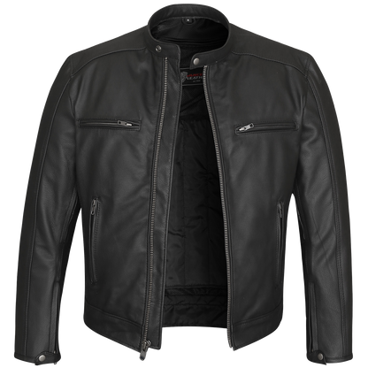 HMM543 High Mileage Plain Premium Men's Black Leather Jacket