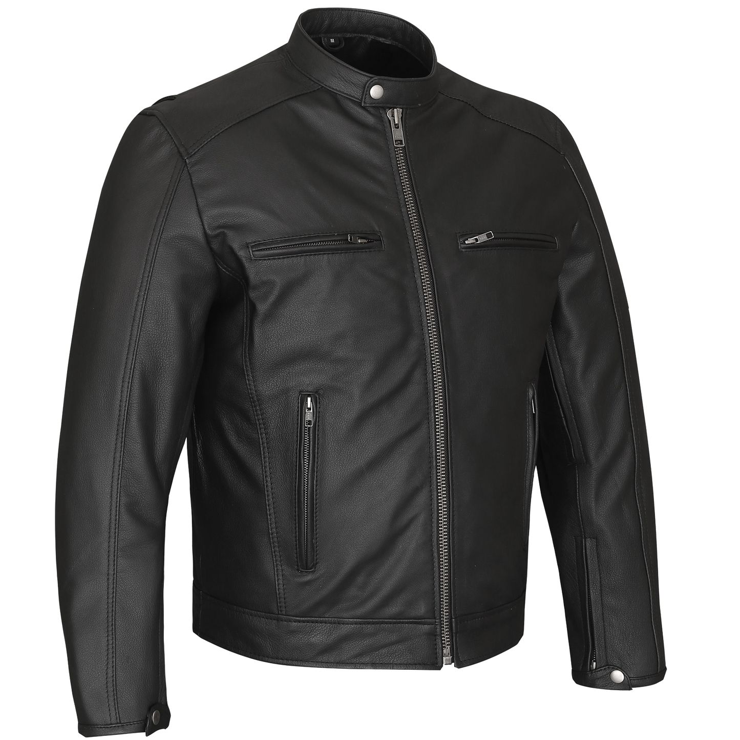 HMM543 High Mileage Plain Premium Men's Black Leather Jacket