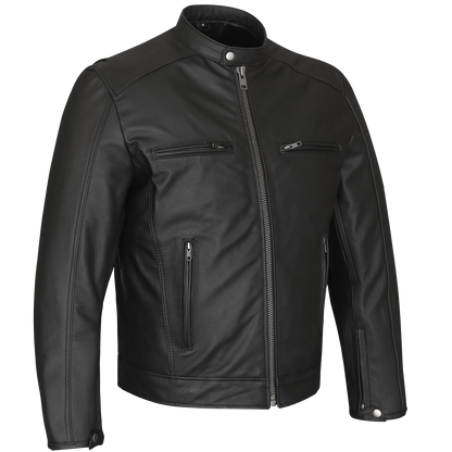 HMM543 High Mileage Plain Premium Men's Black Leather Jacket