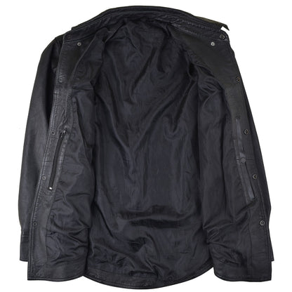 HMM504 Vance Leather High Mileage Men's Black Naked Cowhide Leather Shirt
