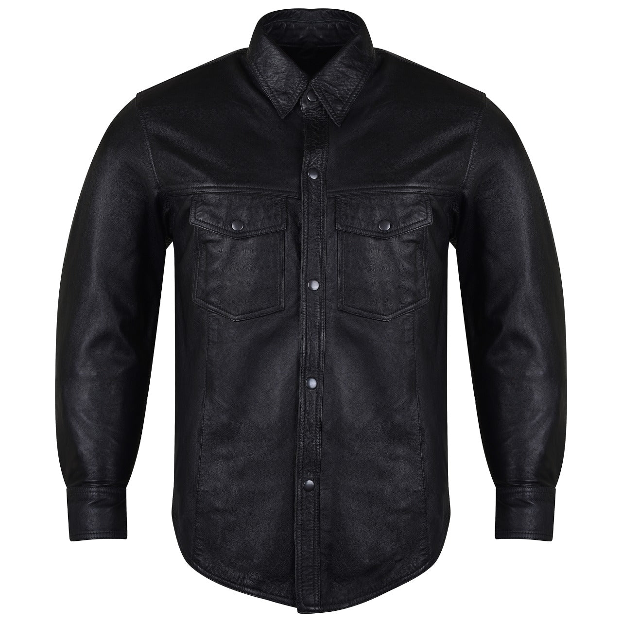 HMM504 Vance Leather High Mileage Men's Black Naked Cowhide Leather Shirt