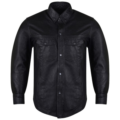 HMM504 Vance Leather High Mileage Men's Black Naked Cowhide Leather Shirt