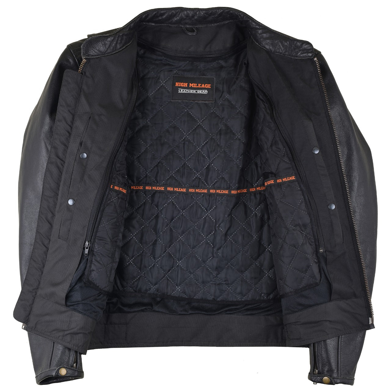 VL535 Reflective Skull Premium Cowhide Leather Motorcycle Jacket