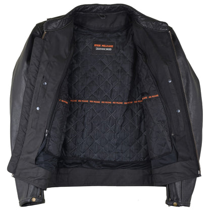 VL535 Reflective Skull Premium Cowhide Leather Motorcycle Jacket