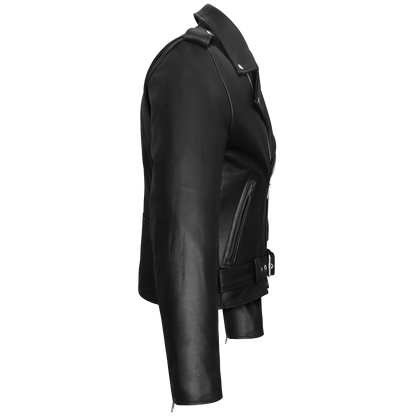 VL516S Men's Basic Classic Motorcycle Jacket Plain Side w/Belted Waist
