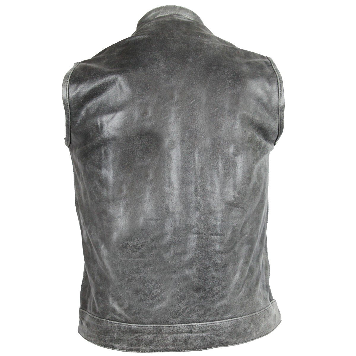 HMM914DG Vance Leather Distressed Gray Motorcycle Club Leather Vest