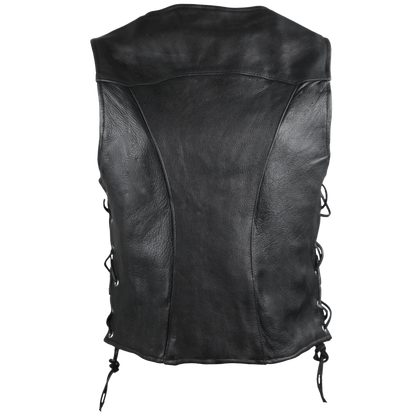 HML1040 Ladies Naked Leather Vest With Lace Sides