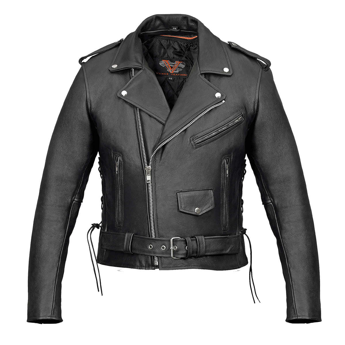Men's Basic Classic Motorcycle Jacket with Lace Sides & Zip out Liner