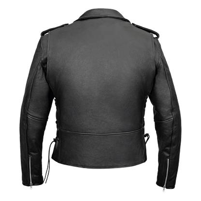 Men's Basic Classic Motorcycle Jacket with Lace Sides & Zip out Liner