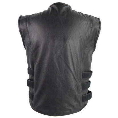 Tactical Bullet Proof Style Naked Cowhide Leather Vest