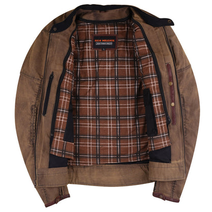 HMM1514Br Rusty Men's Brown Wax Cotton Scooter Jacket